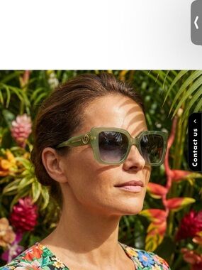 Marc Jacobs Olive Green Square Oversized Sunglasses with Gold Logo
